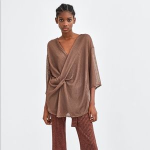 Zara Pleated Mesh Top 🔥